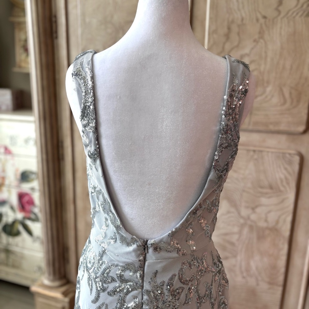 NEW Silver Sequin Dress, Gray Dress, Prom Dress, Silver Dress, NWOT, Size 8 - Picture 5 of 10